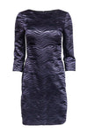 Fitted Mesh Nylon Bateau Neck Sheath 3/4 Sleeves Sheath Dress