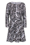 Short Scoop Neck Summer Animal Snake Print Polyester Fit-and-Flare Hidden Side Zipper Fitted Keyhole Dress