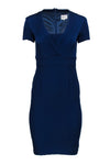 V-neck Short Sleeves Sleeves Sheath Hidden Back Zipper Sheath Dress