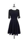 3/4 Sleeves Mesh Embroidered Fitted Back Zipper Dress