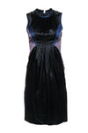 Silk Cocktail Sheath Collared Sleeveless Colorblocking Back Zipper Sheath Dress/Little Black Dress/Party Dress With Ruffles