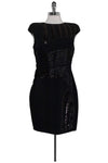 Back Zipper Sequined Fitted Round Neck Cocktail Dress With a Ribbon