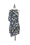 General Print Asymmetric Wrap Hidden Side Zipper Dress