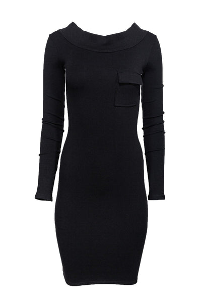 Long Sleeves Off the Shoulder Stretchy Pocketed Bodycon Dress