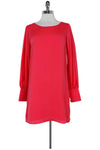Sophisticated Hidden Back Zipper Gathered Long Sleeves Shift Round Neck Above the Knee Dress