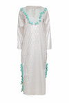 Long Sleeves Cotton Slit General Print Shift Maxi Dress