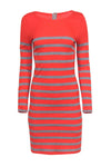 Long Sleeves Round Neck Fall Striped Print Dress