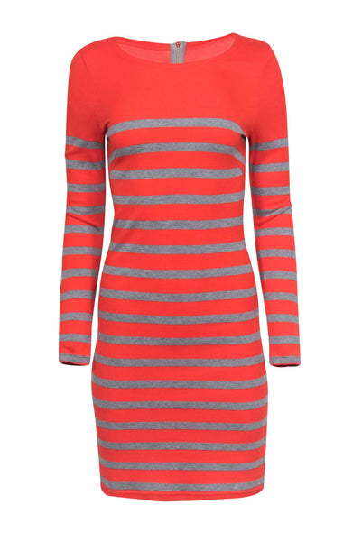 Round Neck Striped Print Long Sleeves Fall Dress