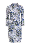 A-line Floral Print Self Tie Wrap Collared Dress