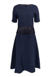 Round Neck Linen Embroidered Shift Short Sleeves Sleeves Dress