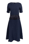 Embroidered Shift Linen Round Neck Short Sleeves Sleeves Dress