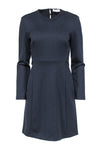 Tall A-line Button Closure Long Sleeves Spring Round Neck Dress