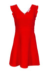 V-neck Sleeveless Fit-and-Flare Fitted Hidden Back Zipper Cutout Polyester Dress