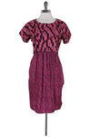 Silk General Print Fitted Pocketed Flowy Hidden Back Zipper Round Neck Short Sleeves Sleeves Dress