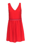 A-line V-neck Hidden Side Zipper Sleeveless Lace Trim Dress