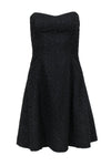 Strapless Floral Print Sweetheart Fitted Hidden Back Zipper Fit-and-Flare Spring Little Black Dress