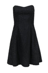 Strapless Sweetheart Fit-and-Flare Floral Print Fitted Hidden Back Zipper Spring Little Black Dress