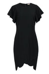 Sophisticated Round Neck Fitted Flutter Short Sleeves Sleeves Sheath Sheath Dress/Little Black Dress With Ruffles