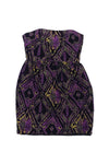 Strapless Gathered Hidden Back Zipper Pocketed Silk General Print Dress