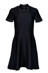 High-Neck Fit-and-Flare Short Sleeves Sleeves Cutout Fitted Dress