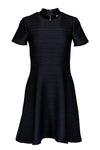 Short Sleeves Sleeves High-Neck Cutout Fitted Fit-and-Flare Dress