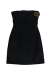 Strapless Above the Knee Back Zipper Flower(s) Little Black Dress/Party Dress With Rhinestones