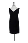 Sophisticated V-neck Hidden Back Zipper Pleated Fitted Slit Little Black Dress