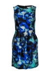 Sleeveless Hidden Back Zipper Fitted General Print Fit-and-Flare Scoop Neck Dress