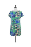 Keyhole Hidden Back Zipper Floral Print Cap Sleeves Dress