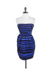 Strapless Striped Print Above the Knee Pocketed Back Zipper Dress