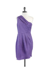 Hidden Side Zipper Silk One Shoulder Dress