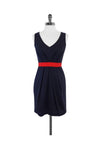 V-neck Hidden Back Zipper Pocketed Pleated Sleeveless Dress With a Bow(s)