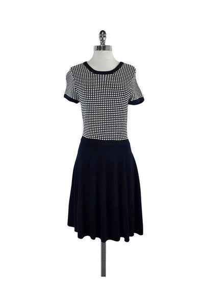 Strapless Knit Checkered Print Short Sleeves Sleeves Dress