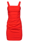 Ruched Hidden Back Zipper Straight Neck Sleeveless Beach Dress/Bodycon Dress/Party Dress