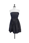 Strapless Acetate Pocketed Hidden Back Zipper Flared-Skirt Dress