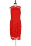 V-neck Lace Sheath V Back Back Zipper Fitted Sheath Dress