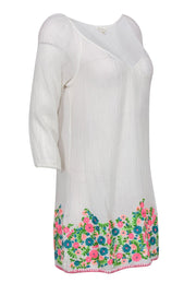 Shoshanna - White Semi-Sheer Cotton Dress w/ Bright Embroidery Sz