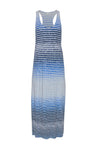 Polyester Slit Flowy Racerback Sleeveless Striped Print Scoop Neck Dress