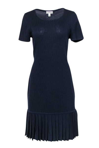 Shift Short Sleeves Sleeves Pleated Round Neck Dropped Waistline Dress