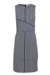 Summer Striped Print Wrap Stretchy Shift Round Neck Dress