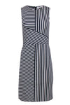 Round Neck Striped Print Stretchy Wrap Summer Shift Dress