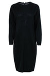 Round Neck Knit Hidden Back Zipper Vintage Pleated Dress