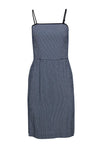 Straight Neck Cotton Fitted Open-Back Striped Print Dress