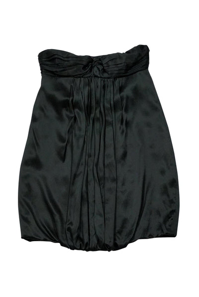 Sexy Strapless Bubble Dress Empire Waistline Hidden Back Zipper Pleated Silk Evening Dress
