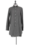 Collared Above the Knee Cotton Long Sleeves Button Front Shirt Dress