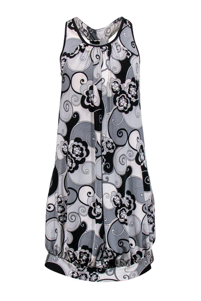 Scoop Neck General Print Shift Sleeveless Bubble Dress Racerback Polyester Dress