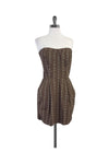 Strapless Floral Print Cotton Slit Vintage Pocketed Back Zipper Dress