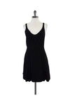 V-neck Sleeveless Hidden Side Zipper Open-Back Pleated Pocketed Dress