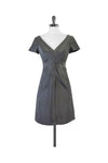 V-neck Silk Pleated Short Sleeves Sleeves Dress