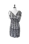 Elasticized Tie Waist Waistline General Print Spandex Stretchy Asymmetric Draped Short Dress